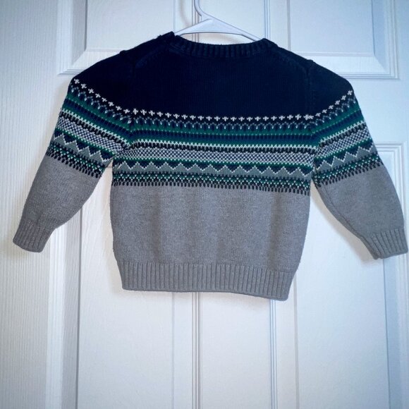 Janie and Jack Boy's Navy/Teal/Grey Fairisle Sweater Size 2T - Picture 5 of 5